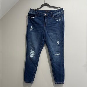 Maurices Dark Blue Distressed Skinny Jeans